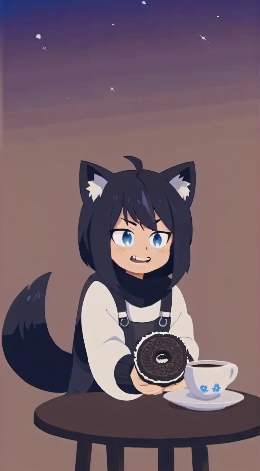 ai character: Miss circle cat background