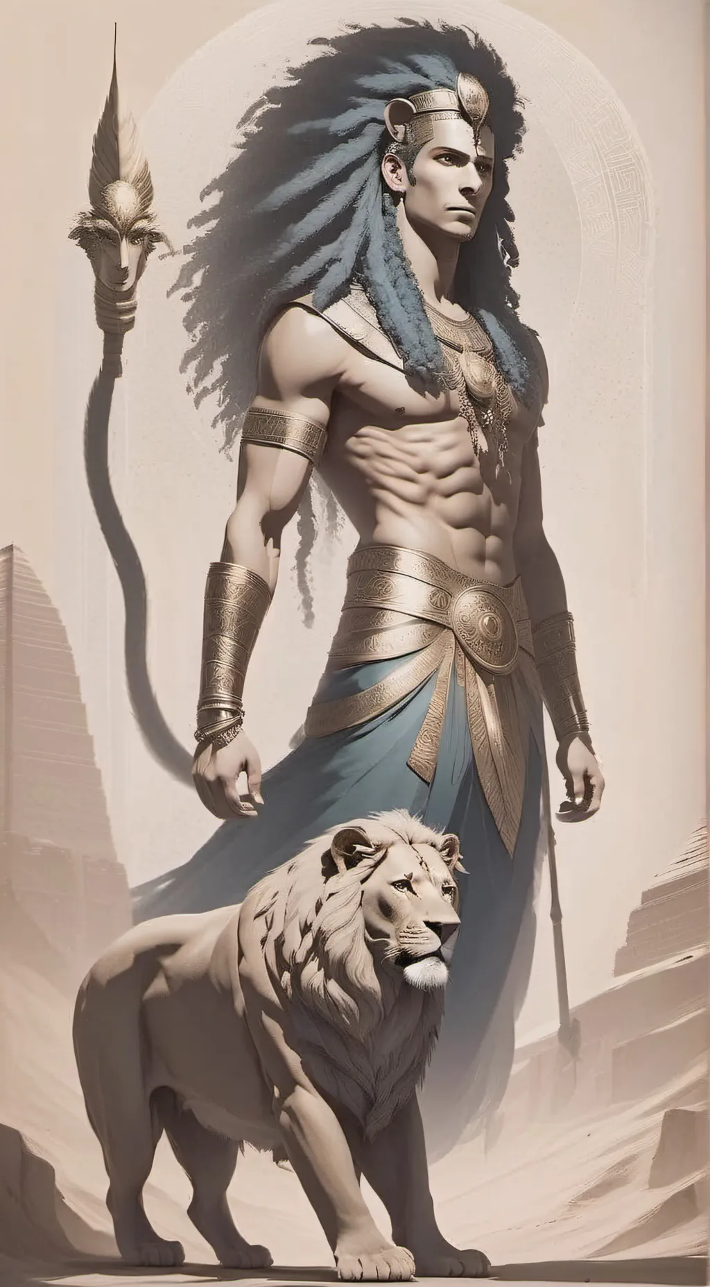ai character: Aries Leo  Sphinx background