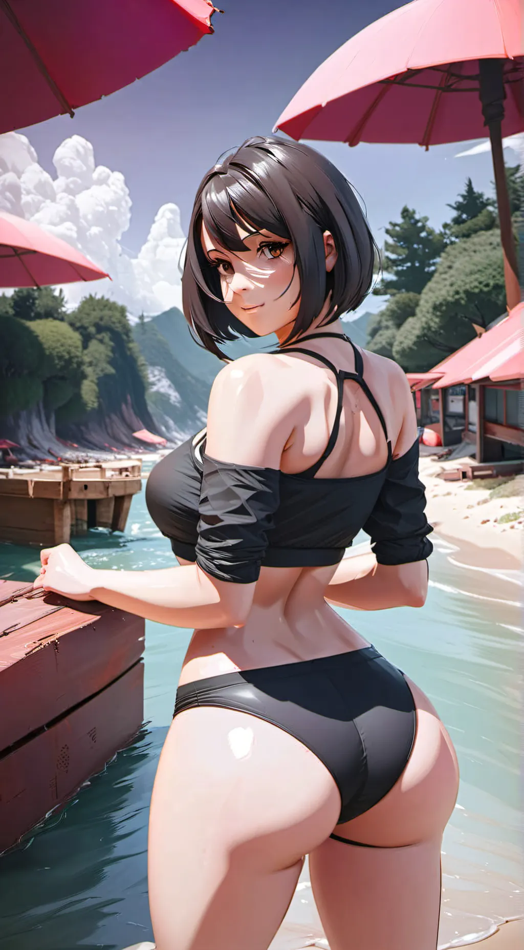 ai character: Naviy beach day background