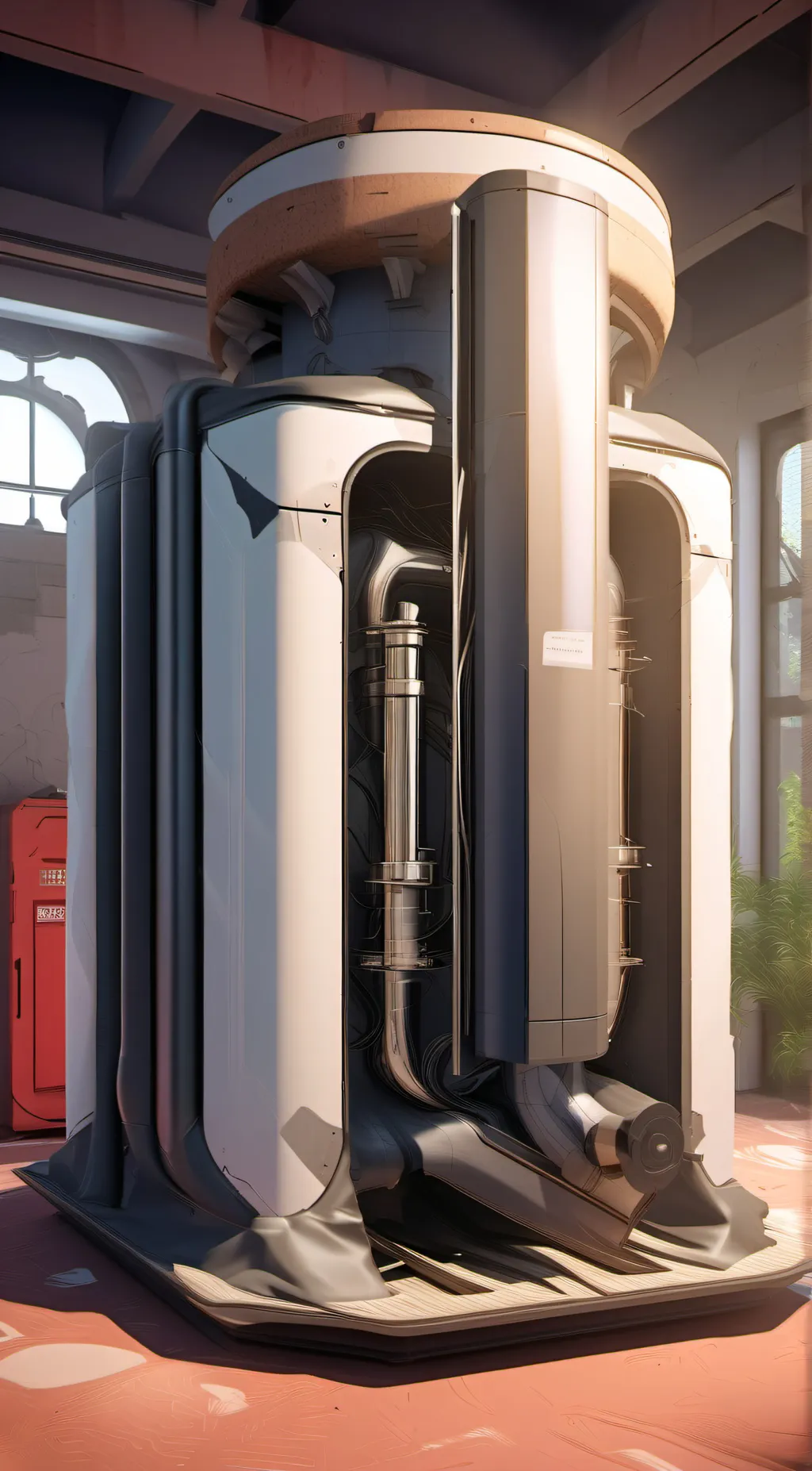 ai character: Body swap machine background