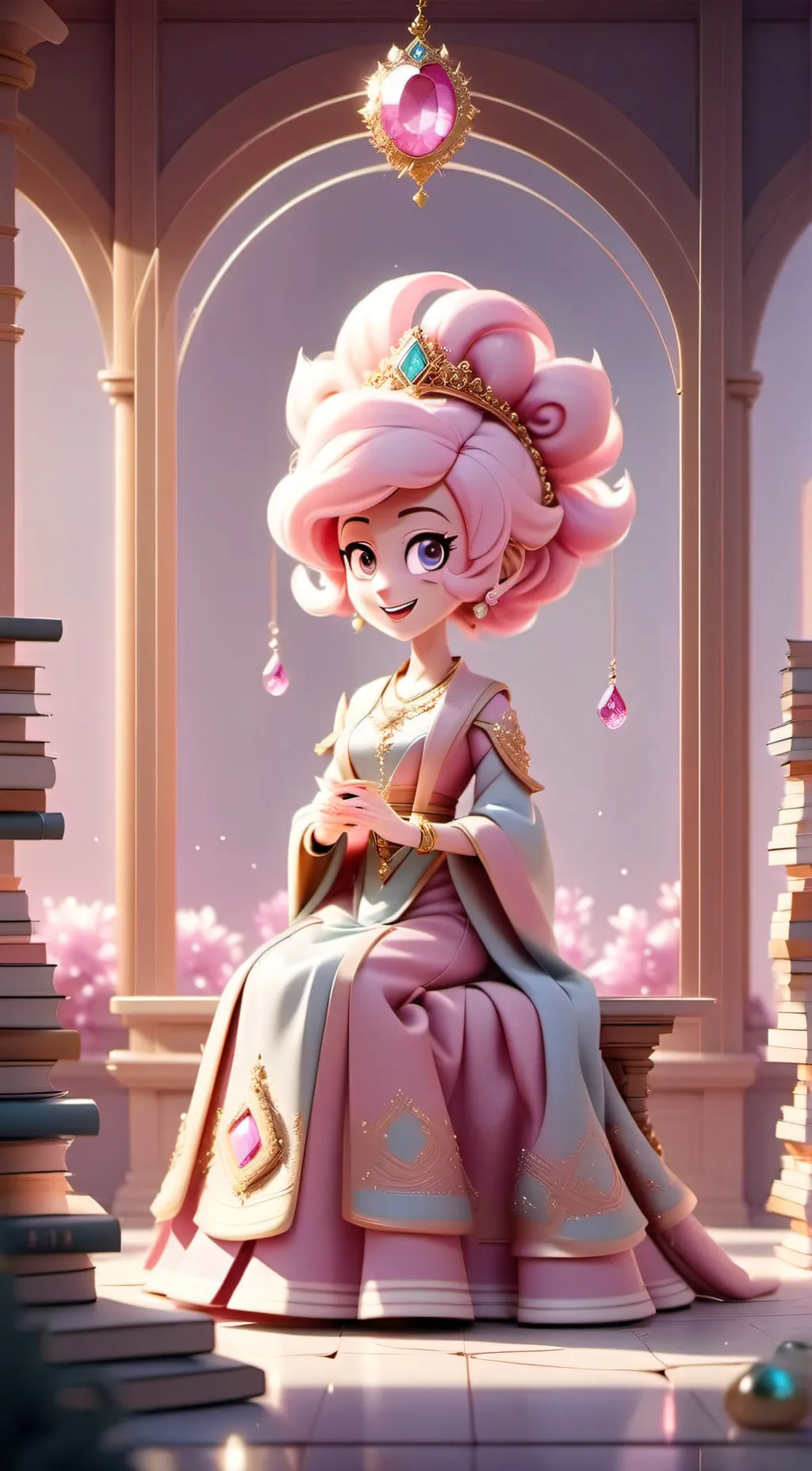 ai character: Pink diamond background