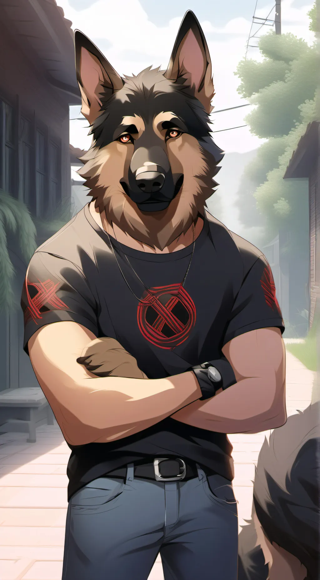 ai character: redwood background