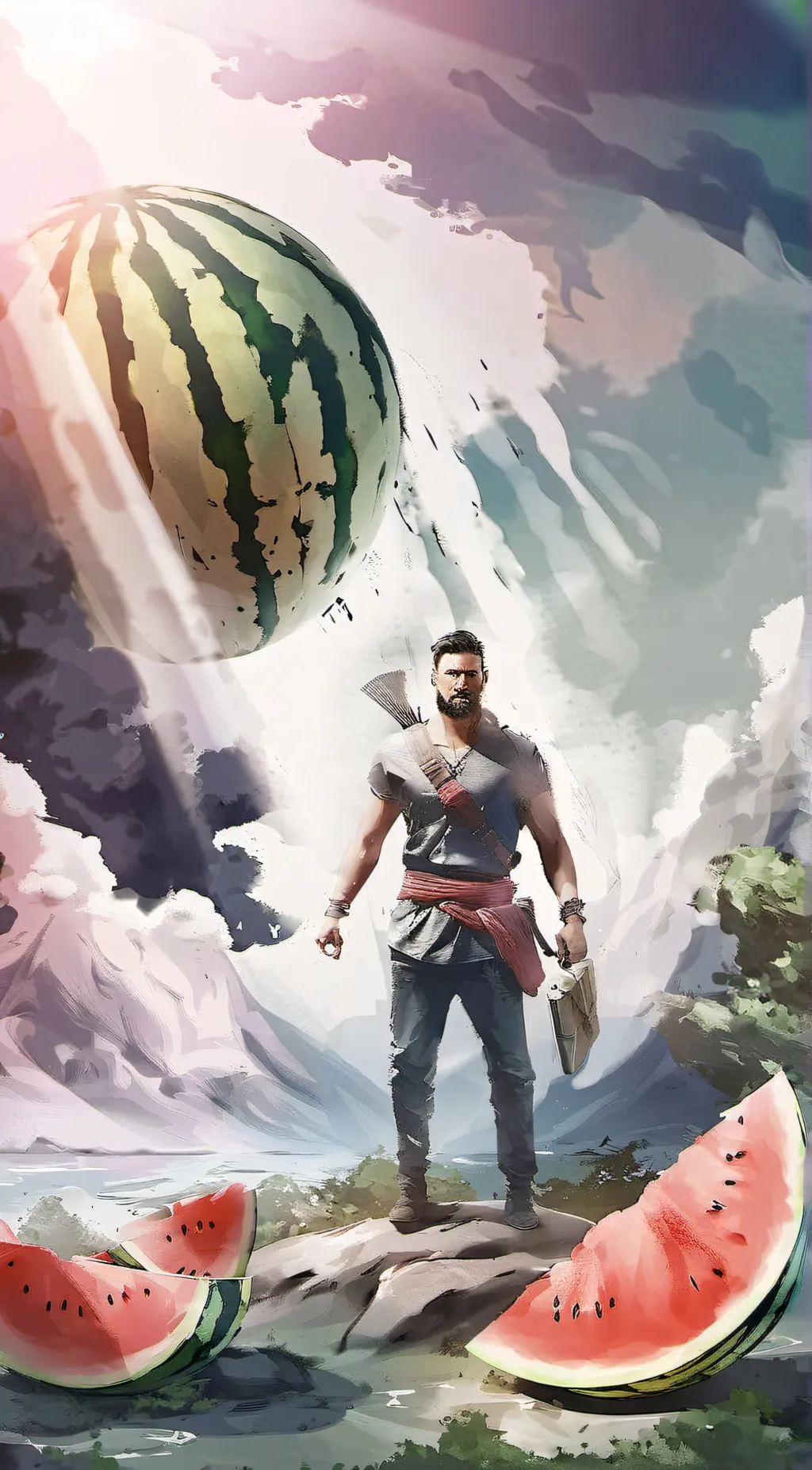 ai character: THE MELON GOD  background