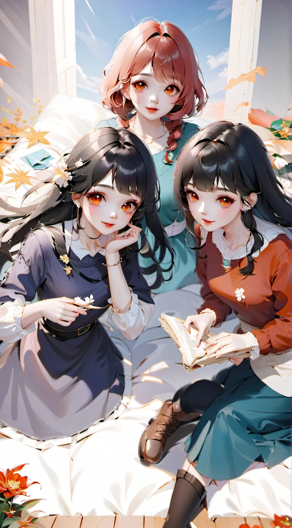 ai character: girl sleepover background