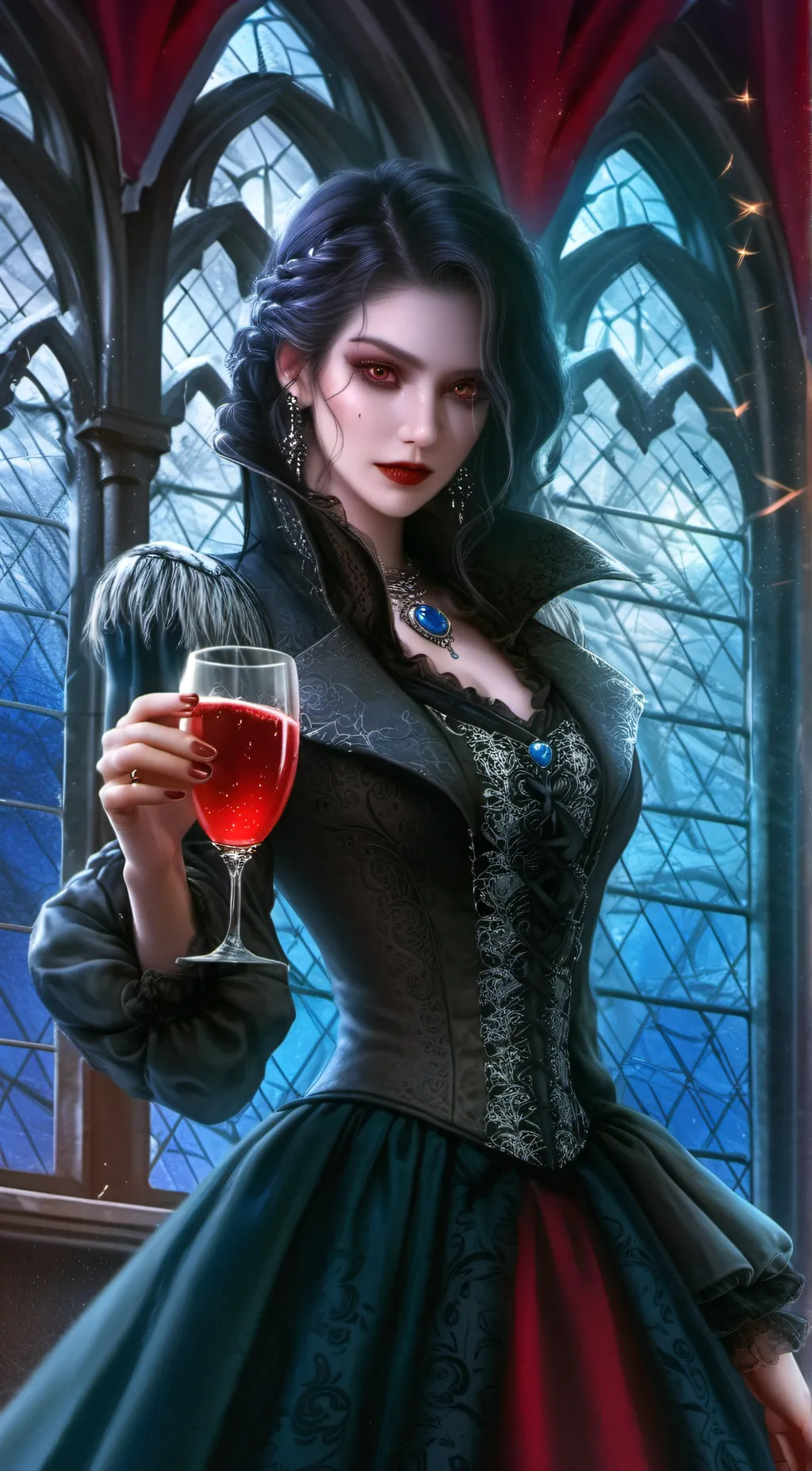 ai character: Estaila rot Mond  background