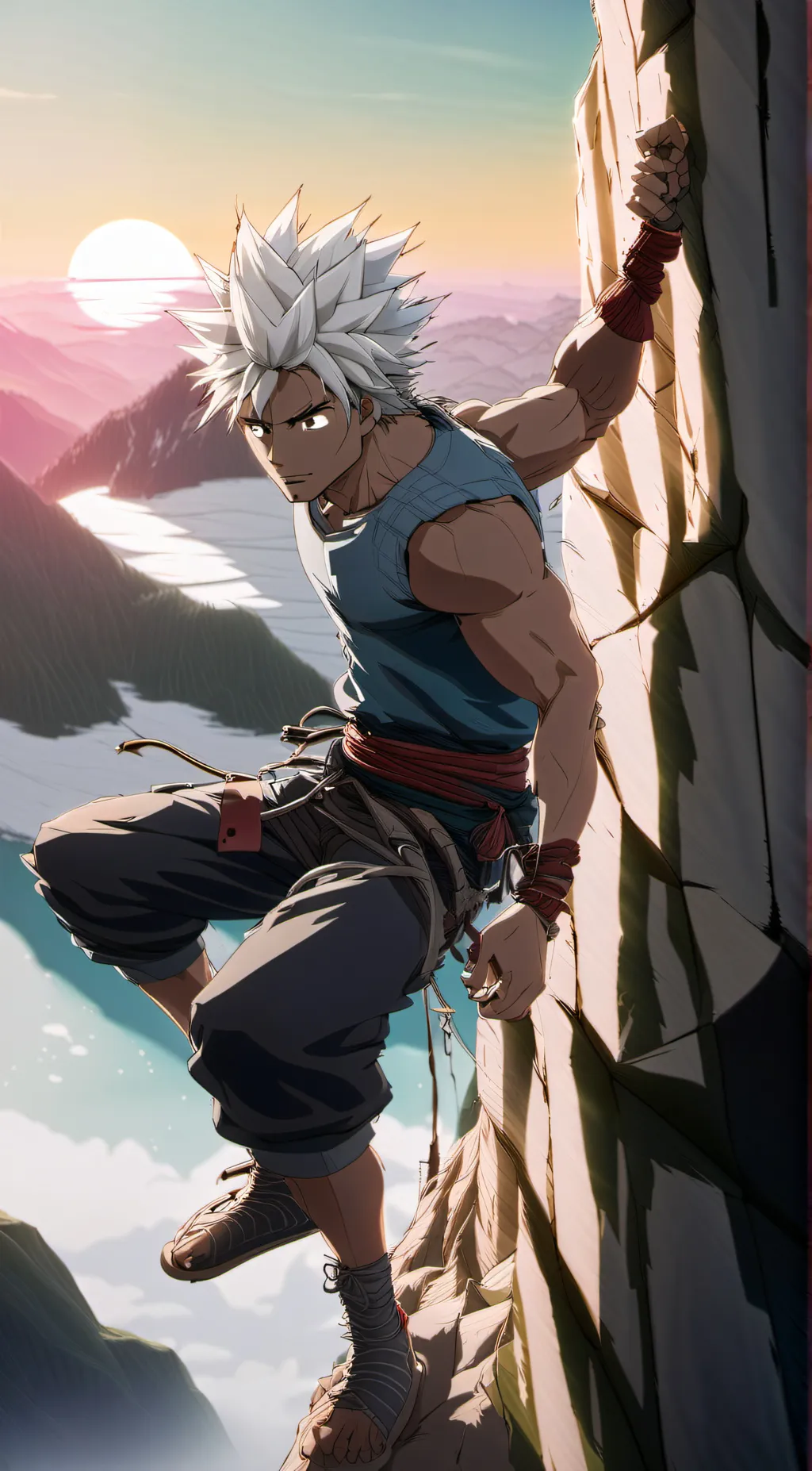 ai character: Mountain climbing  background