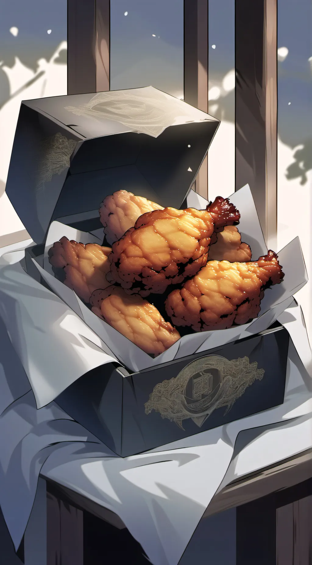 ai character: crispy chicken background