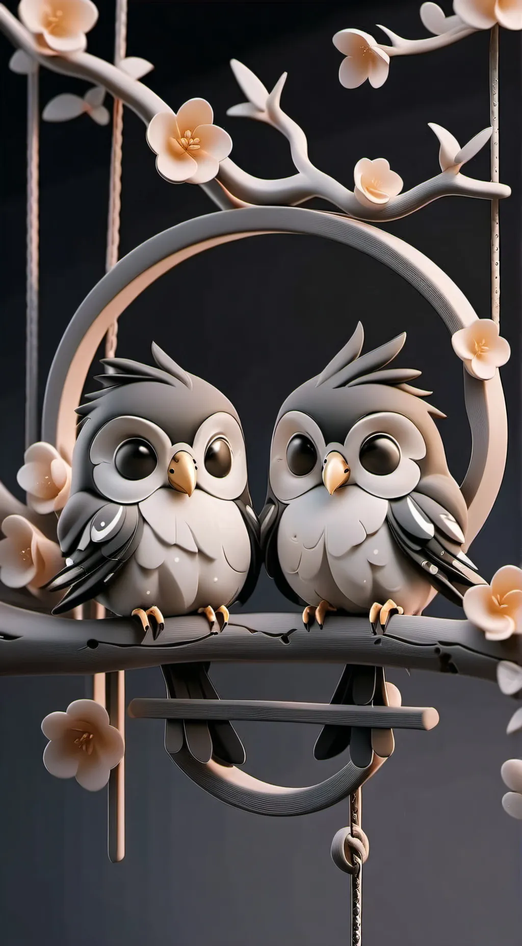 ai character: Two birds on a wir background