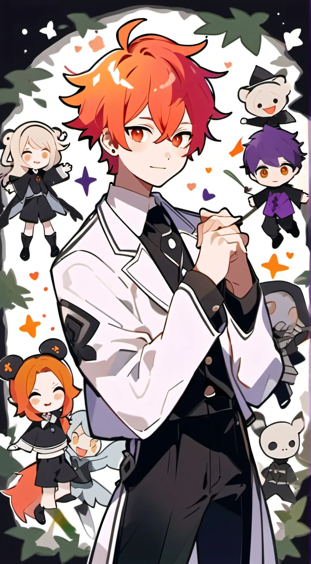 ai character: The Squad❤️🧡💛🩵💜🖤 background