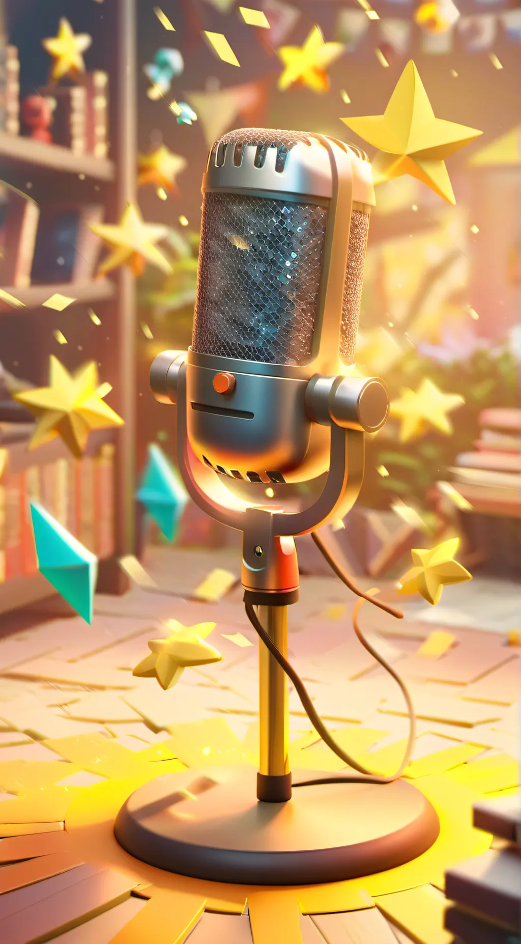 ai character: magic microphone  background