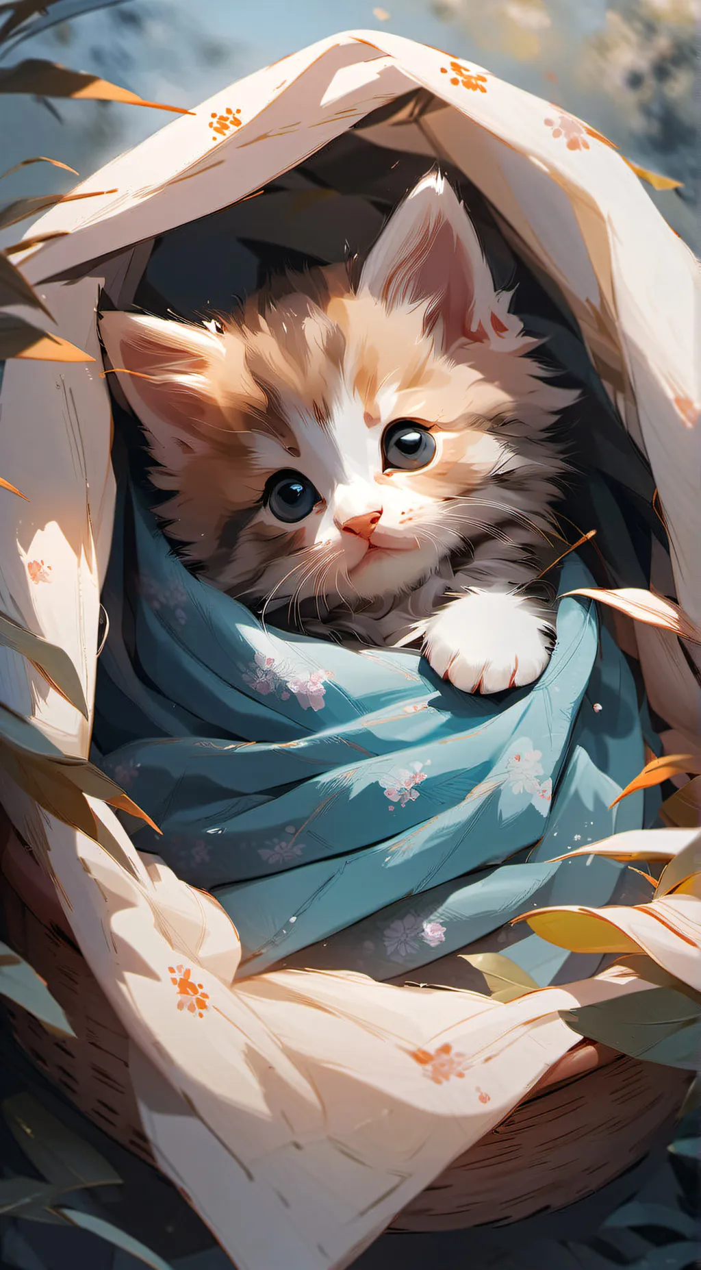 ai character: Newborn kitten  background