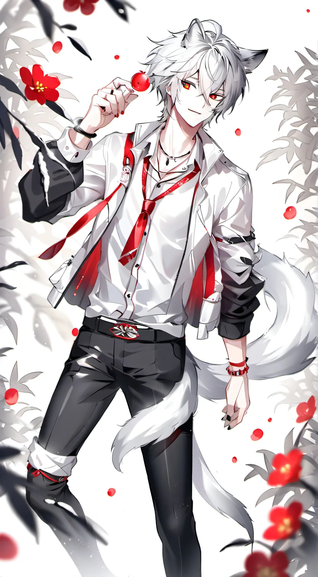 ai character: Giant latex wolf background