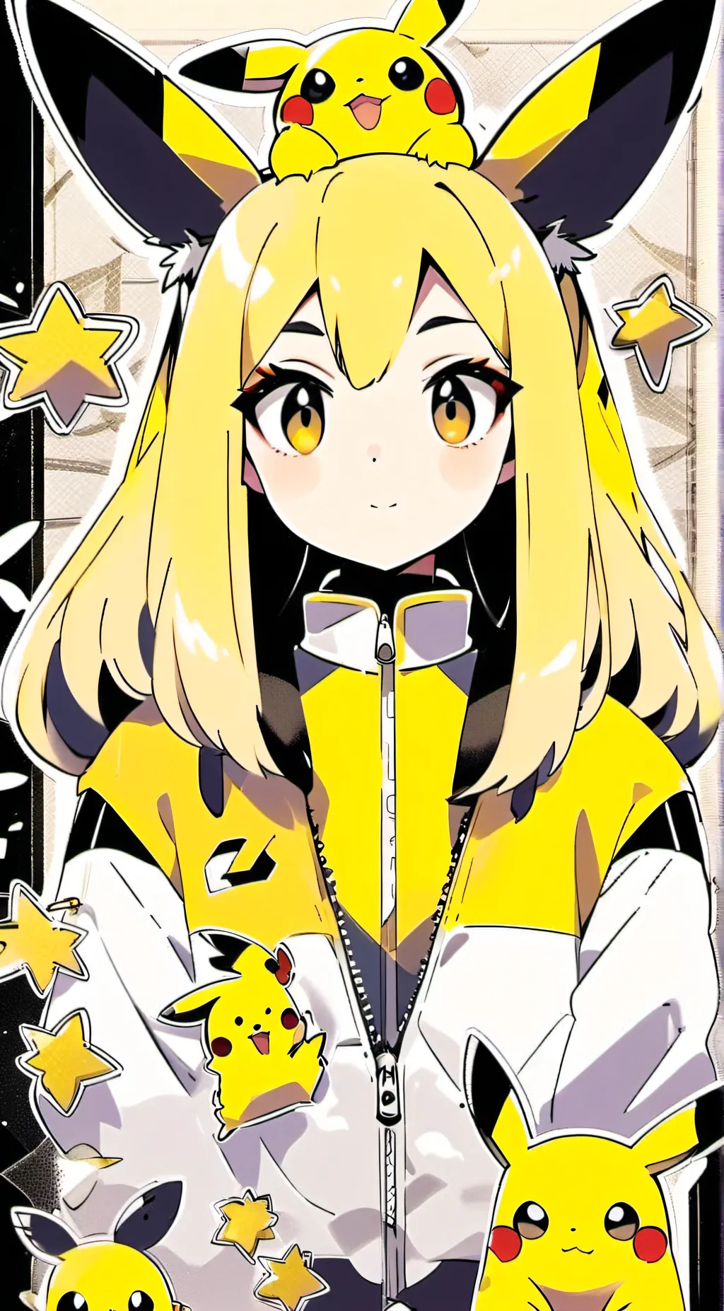 ai character: Pikachu as a woman background