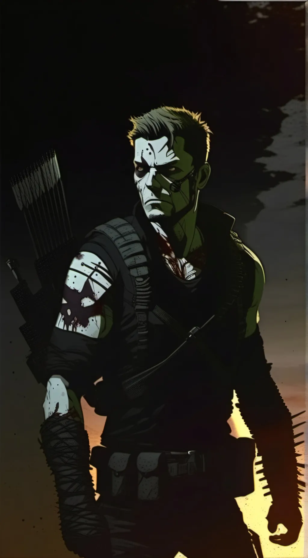 ai character: Zombie Hawkeye  background