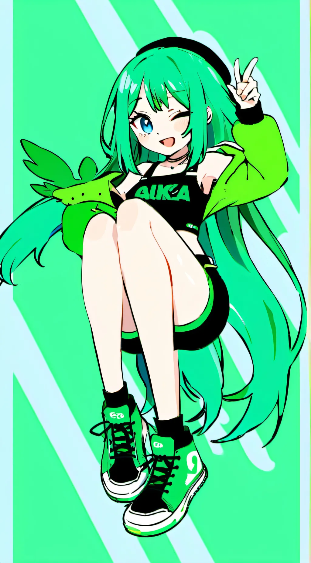 ai character: Emerald background