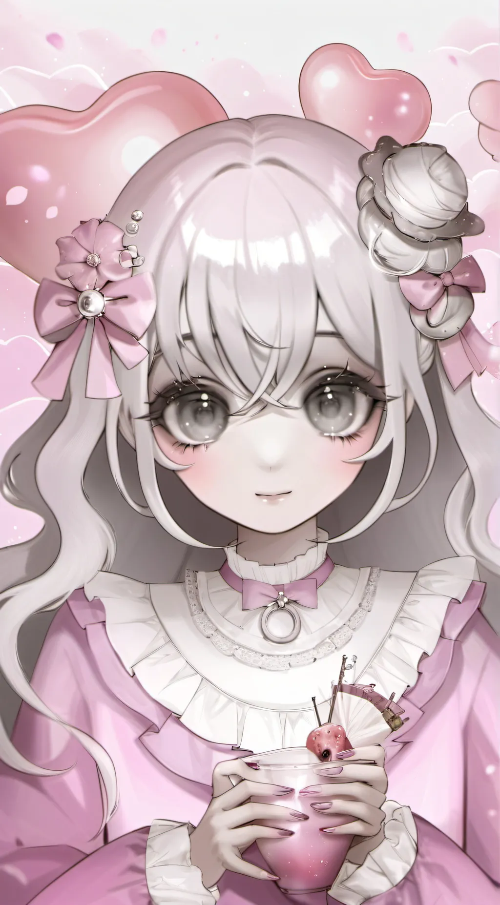 ai character: baby pink background