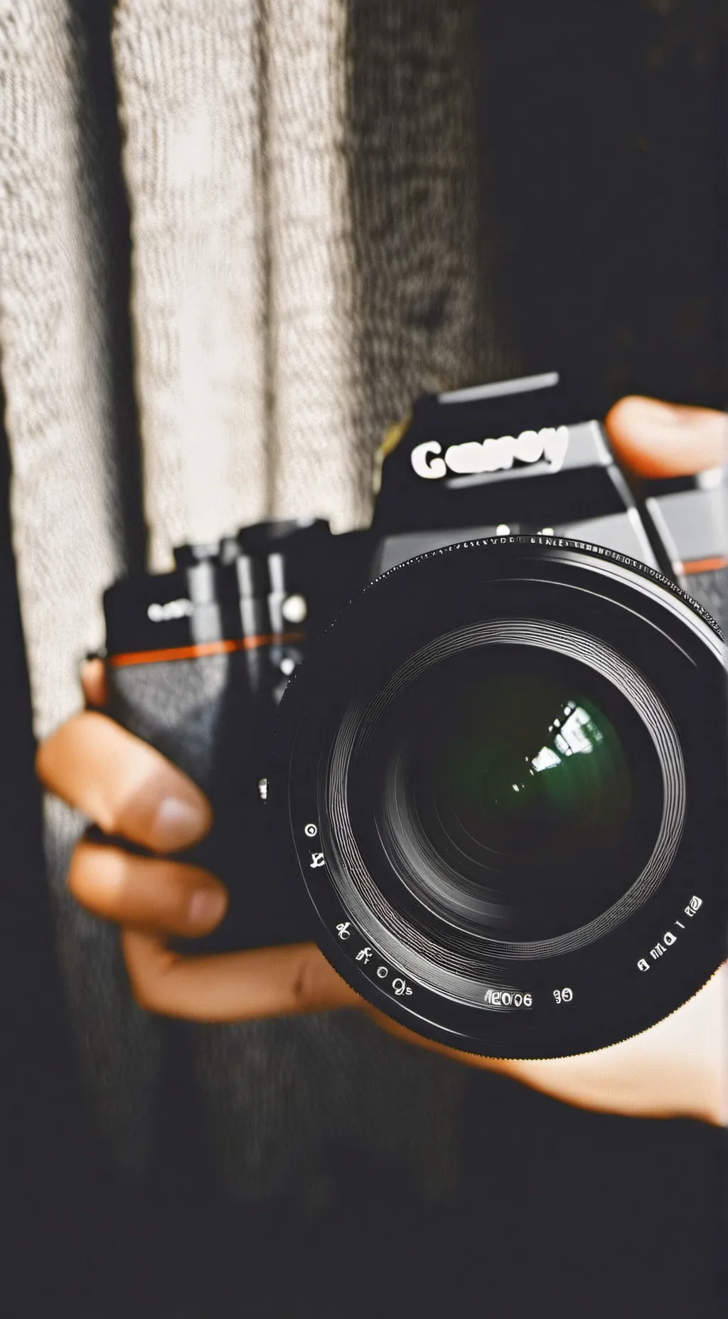 ai character: woman camera  background