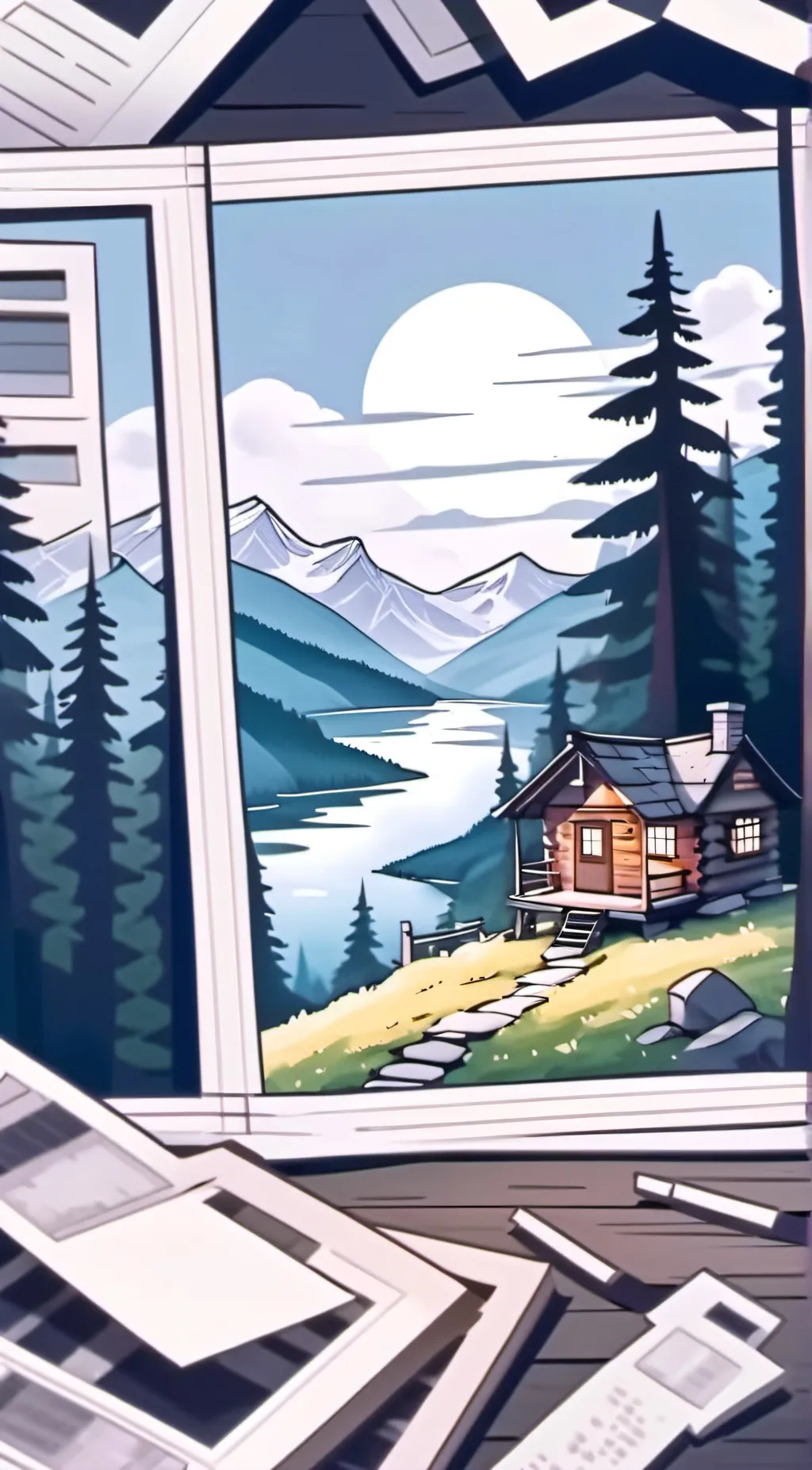 ai character: P5E SKIING! background