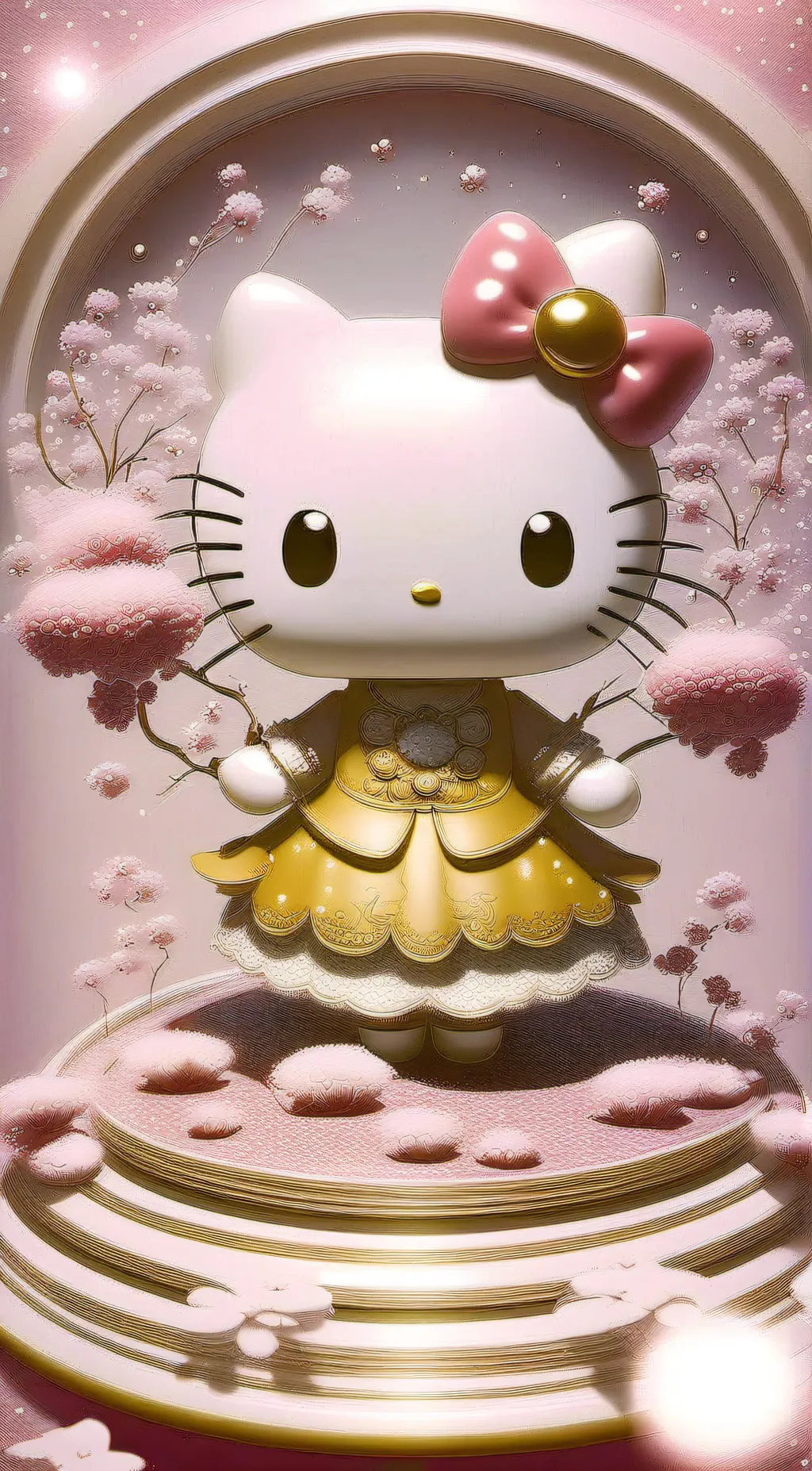 ai character: hello kitty  background