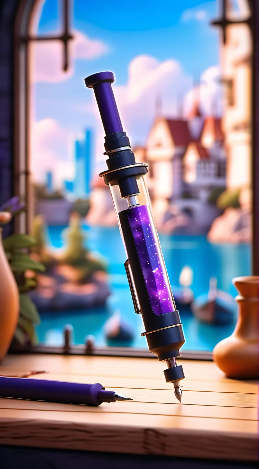 ai character: Purple syringe background