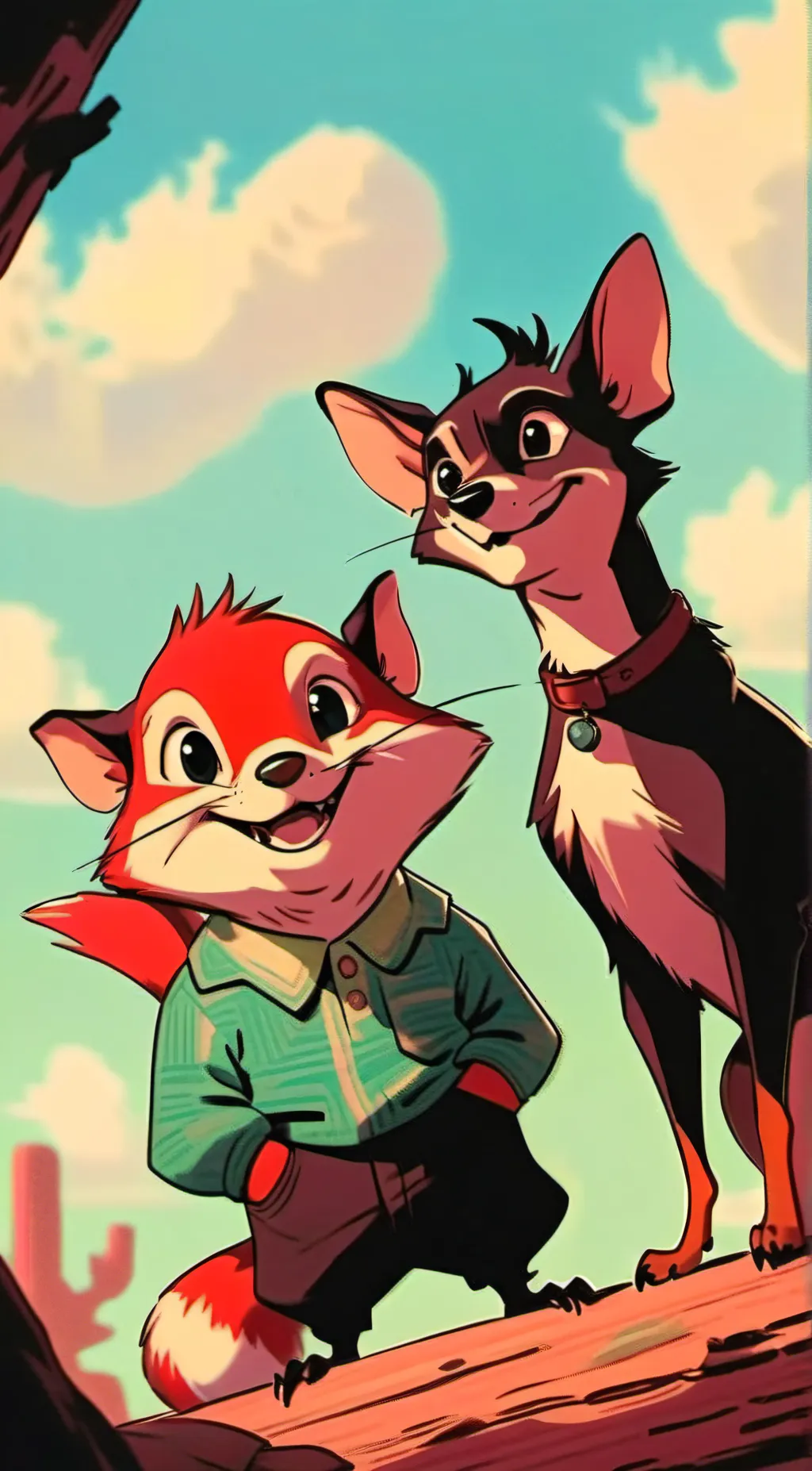 ai character: smiling critters background