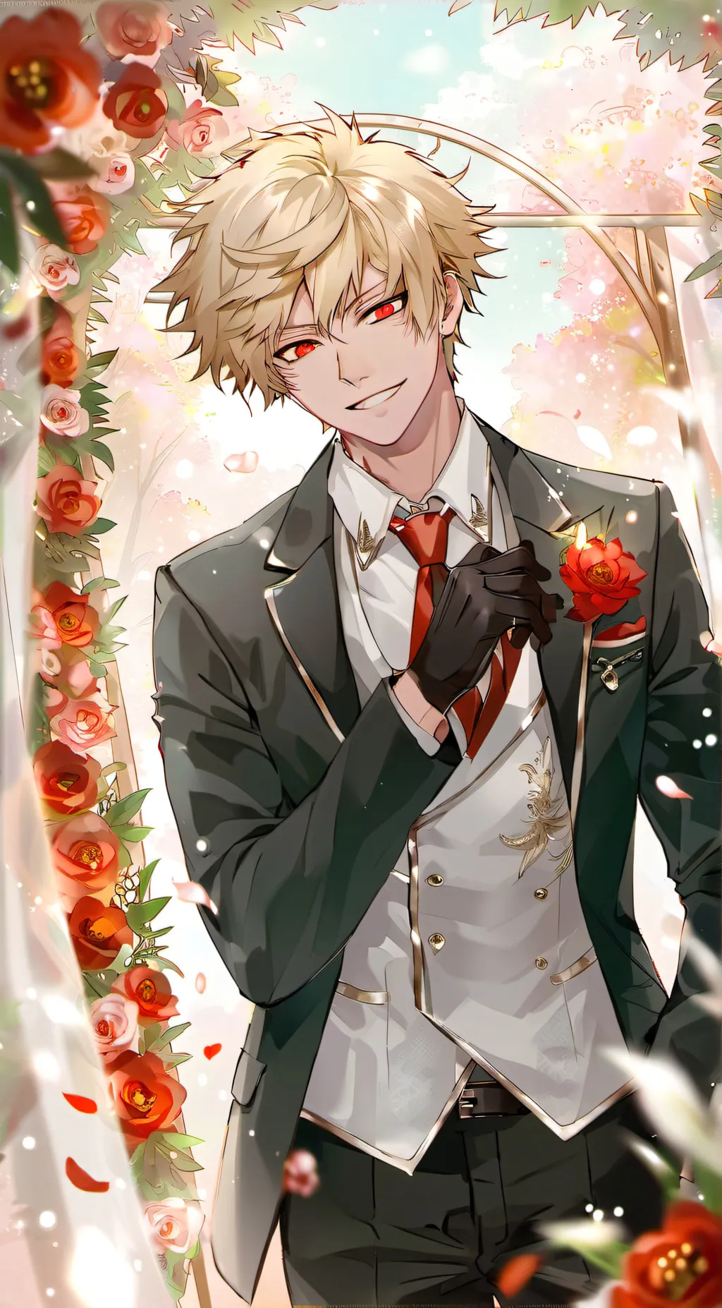 ai character: June Bride Bakugo background