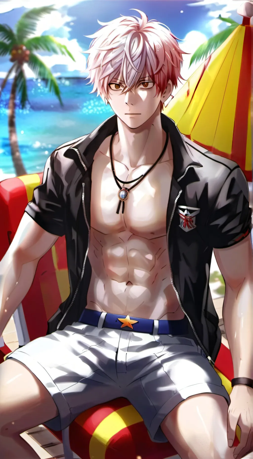 ai character: Beach Todoroki background