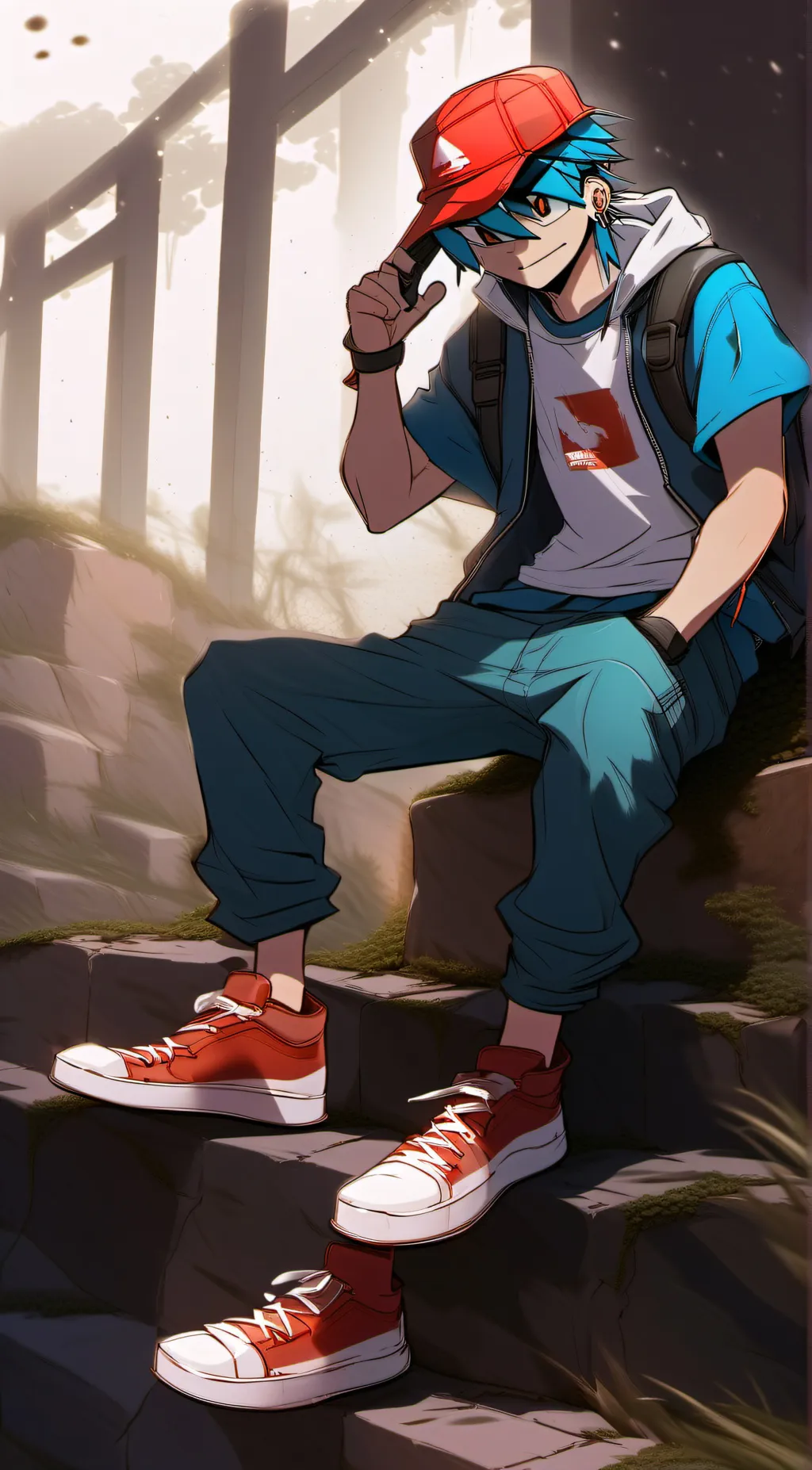 ai character: boyfriend from fnf background