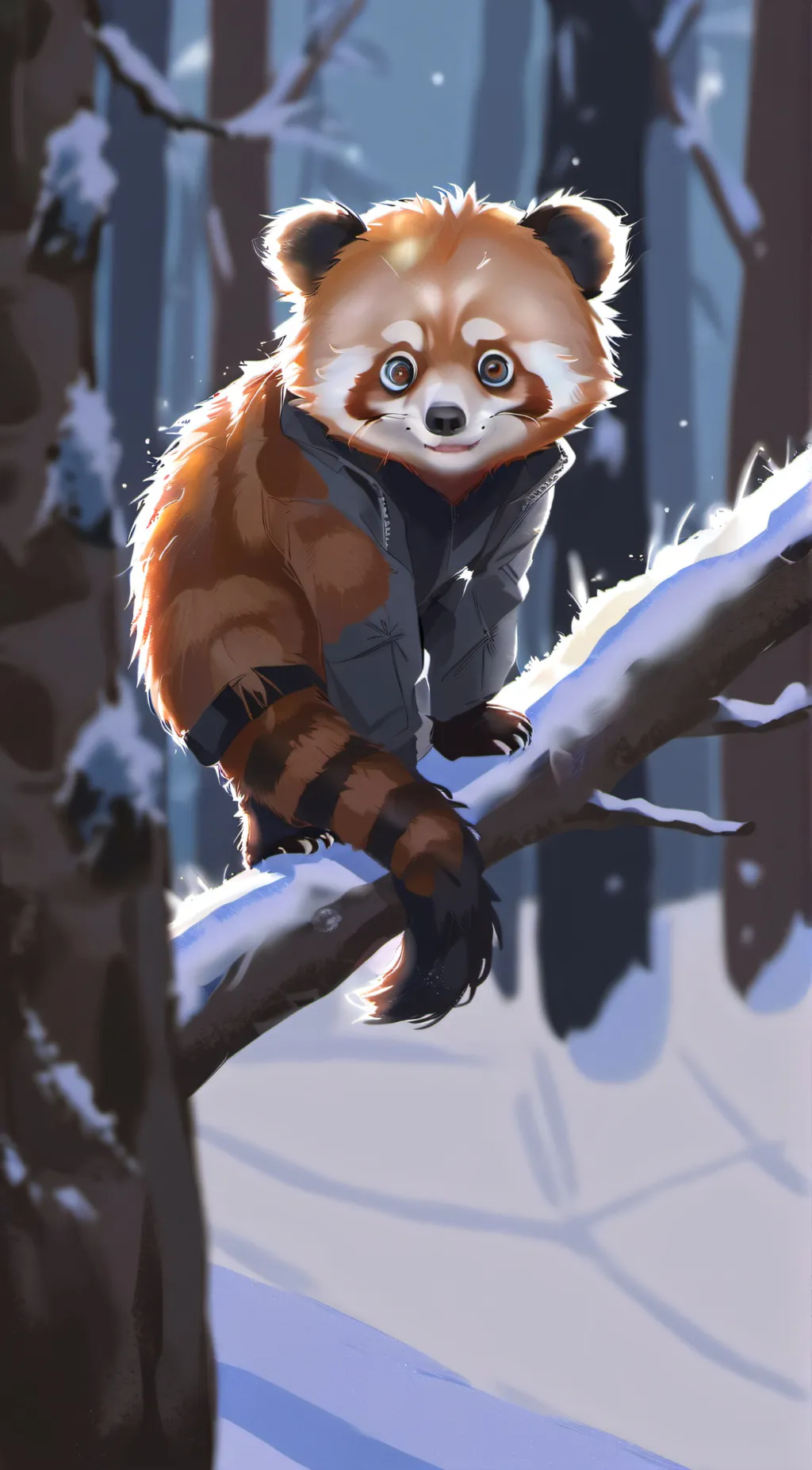 ai character: A baby red panda background