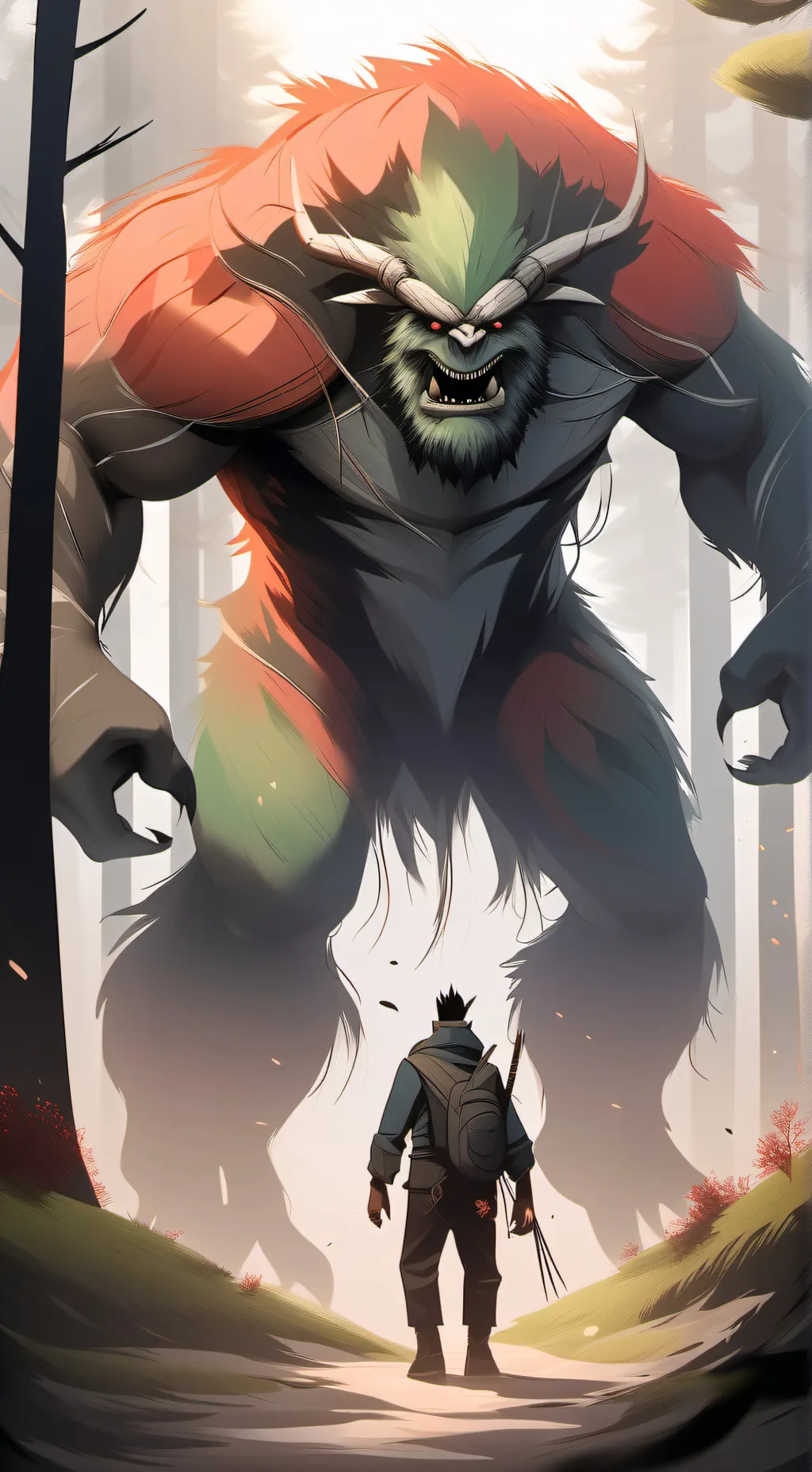 ai character: FOREST MONSTER background