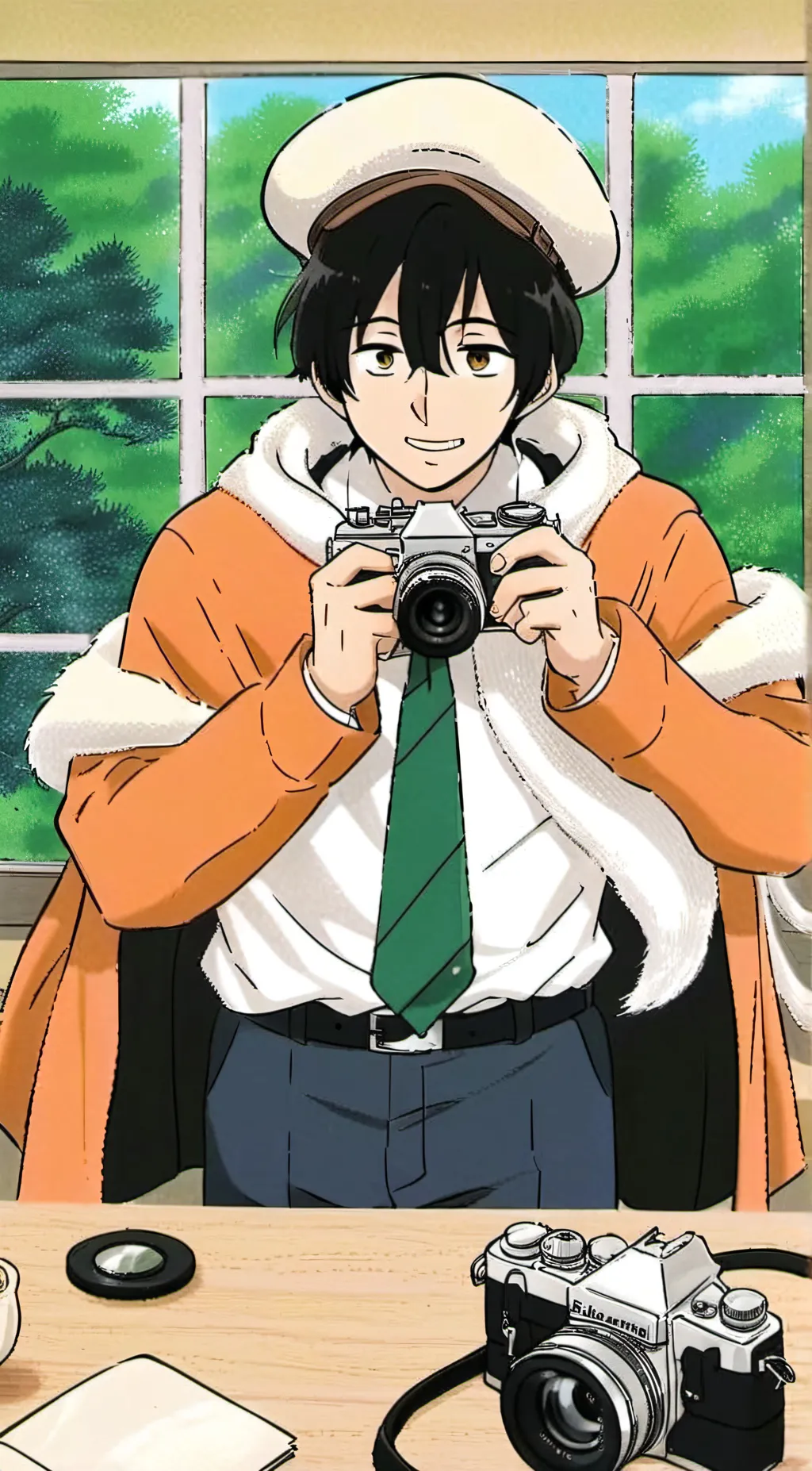 ai character: camera man  background