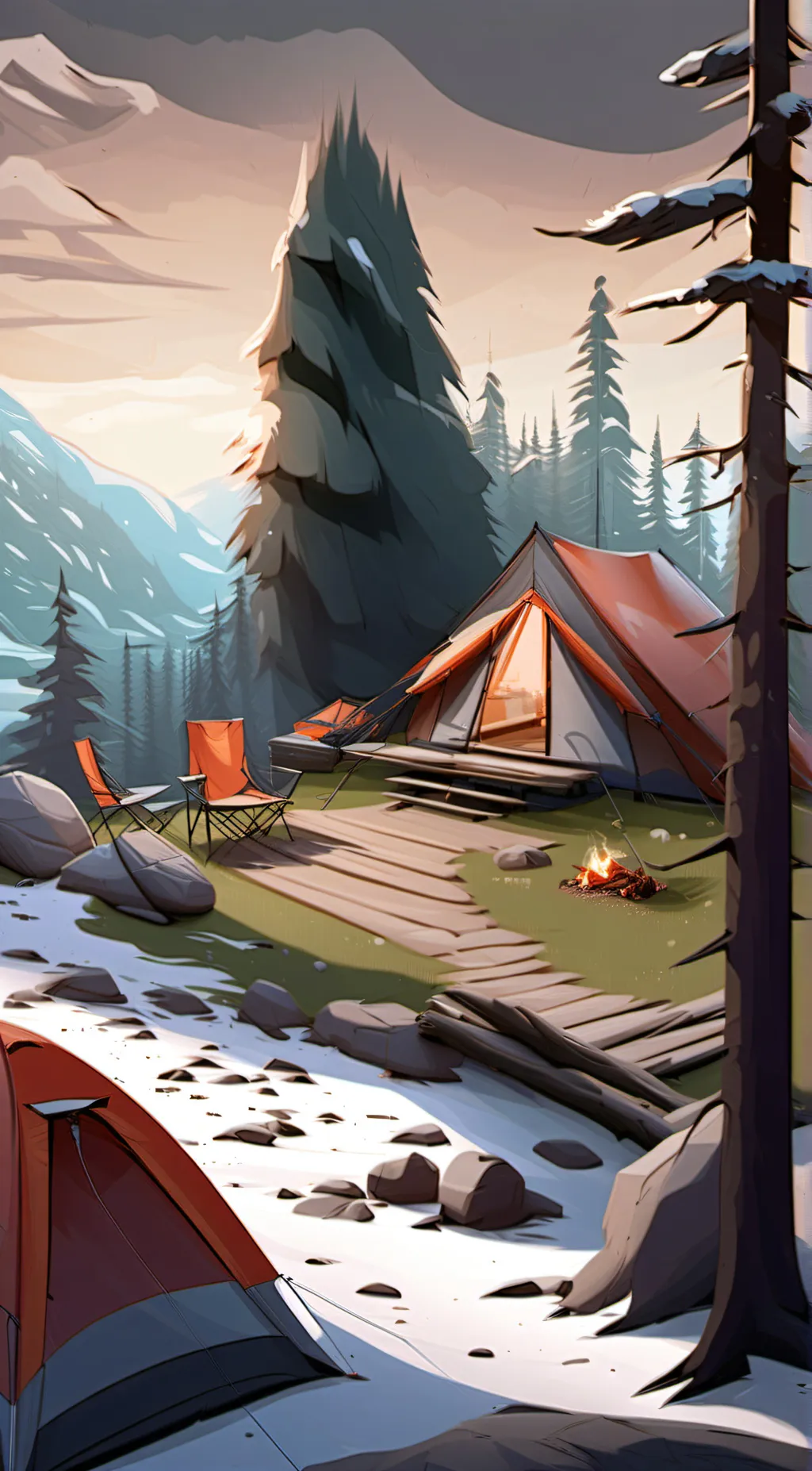 ai character: Mha (camping)  background