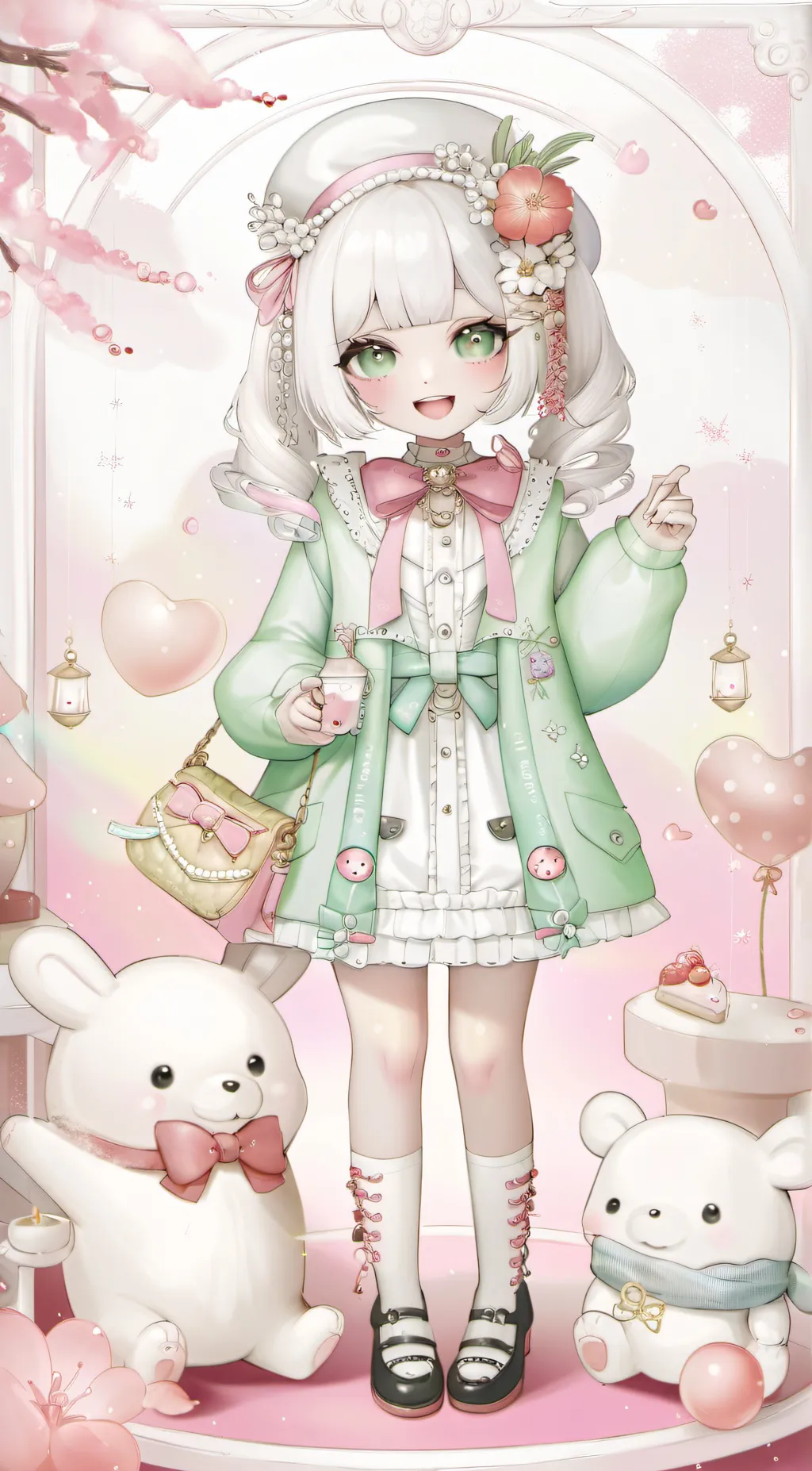 ai character: smiling critters background