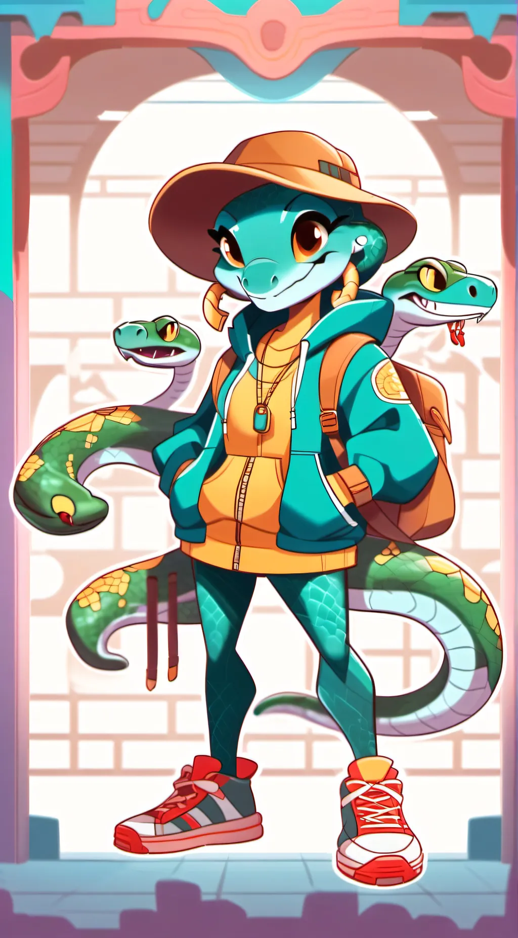 ai character: Snake girl. background