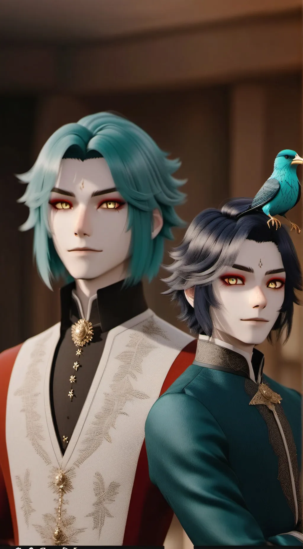 ai character: Scaramouche + Xiao background