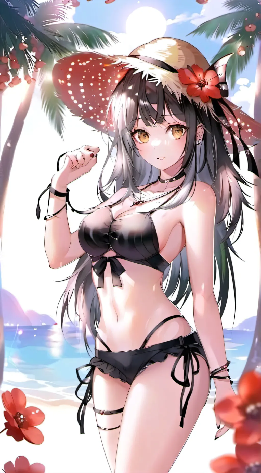 ai character: beach party background