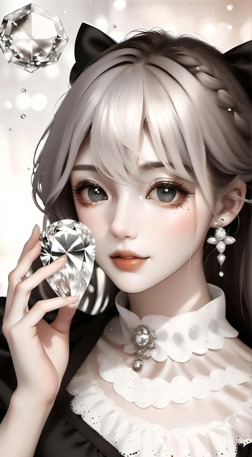 ai character: Payment: Diamonds background