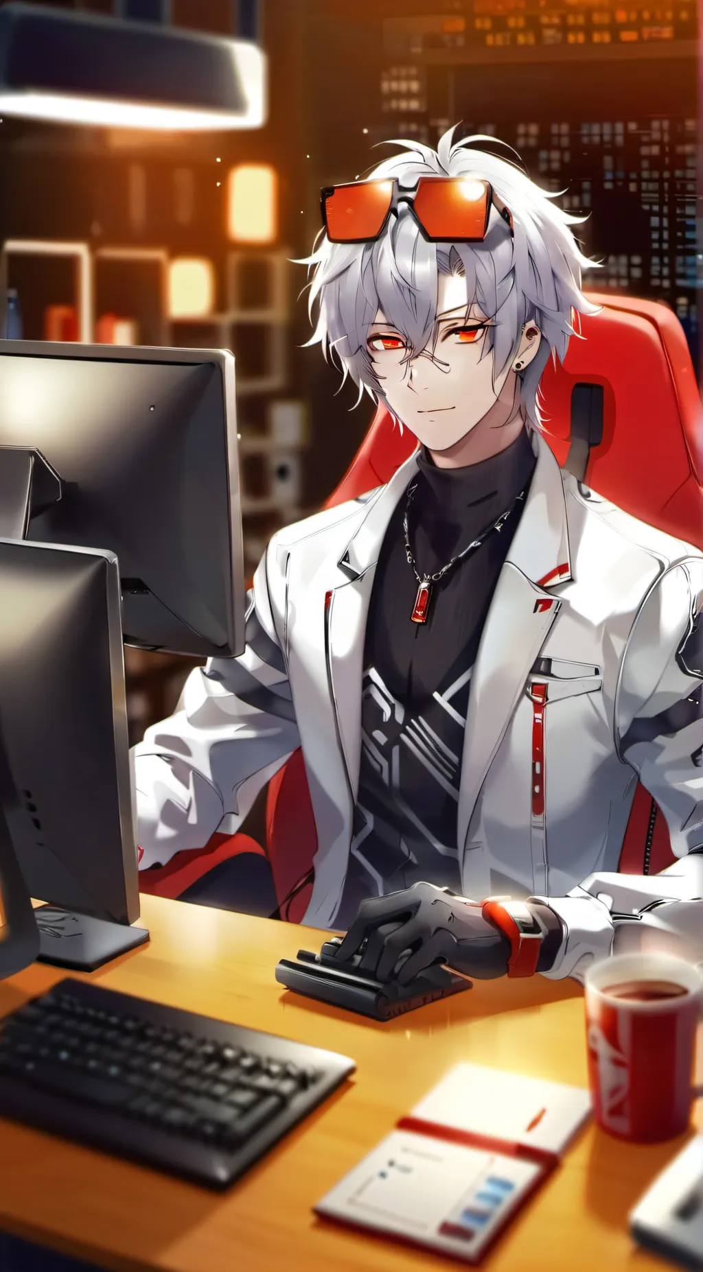 ai character: Red background