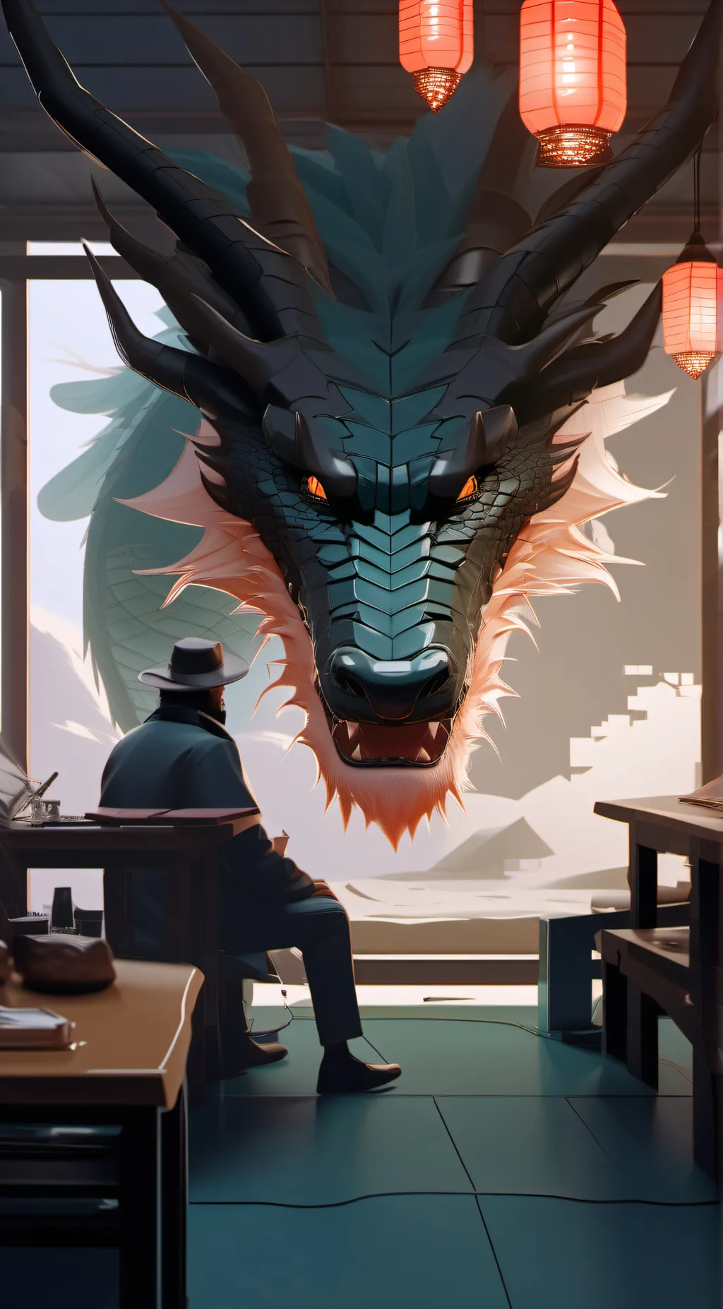 ai character: the wish dragon  background