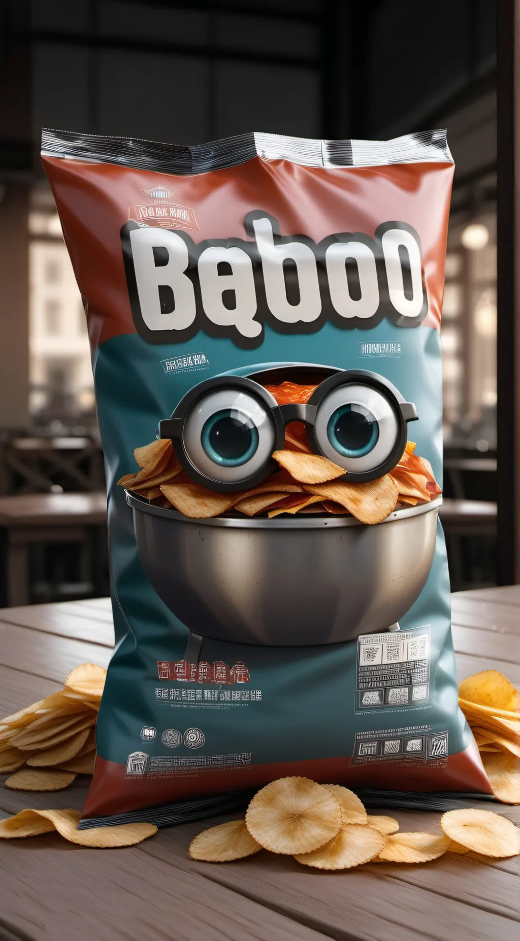 ai character: BBQ chips alive  background