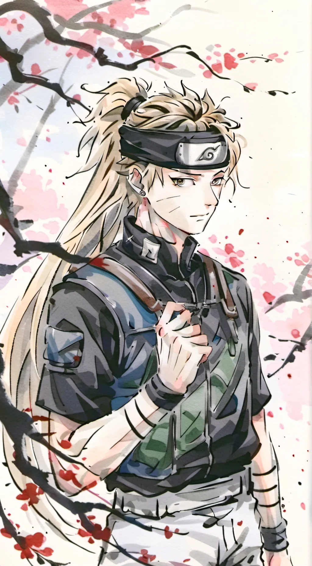 ai character: naruto w ponytail  background