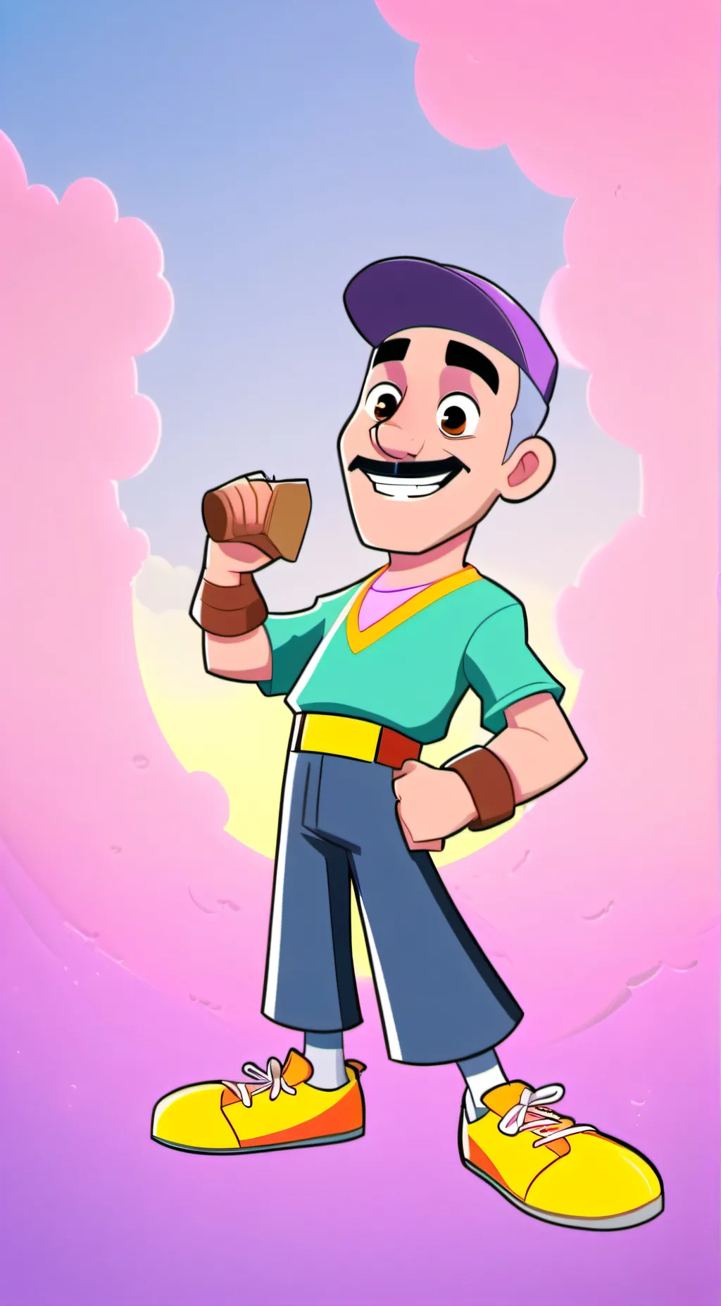 ai character: mustache man background