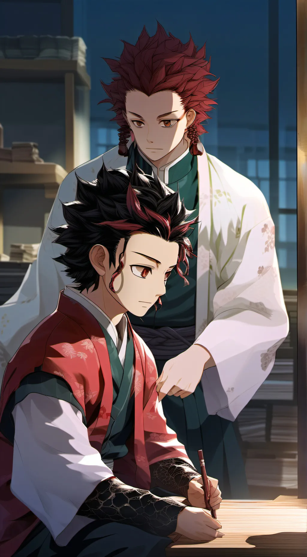 ai character: Yoriichi and tanji background