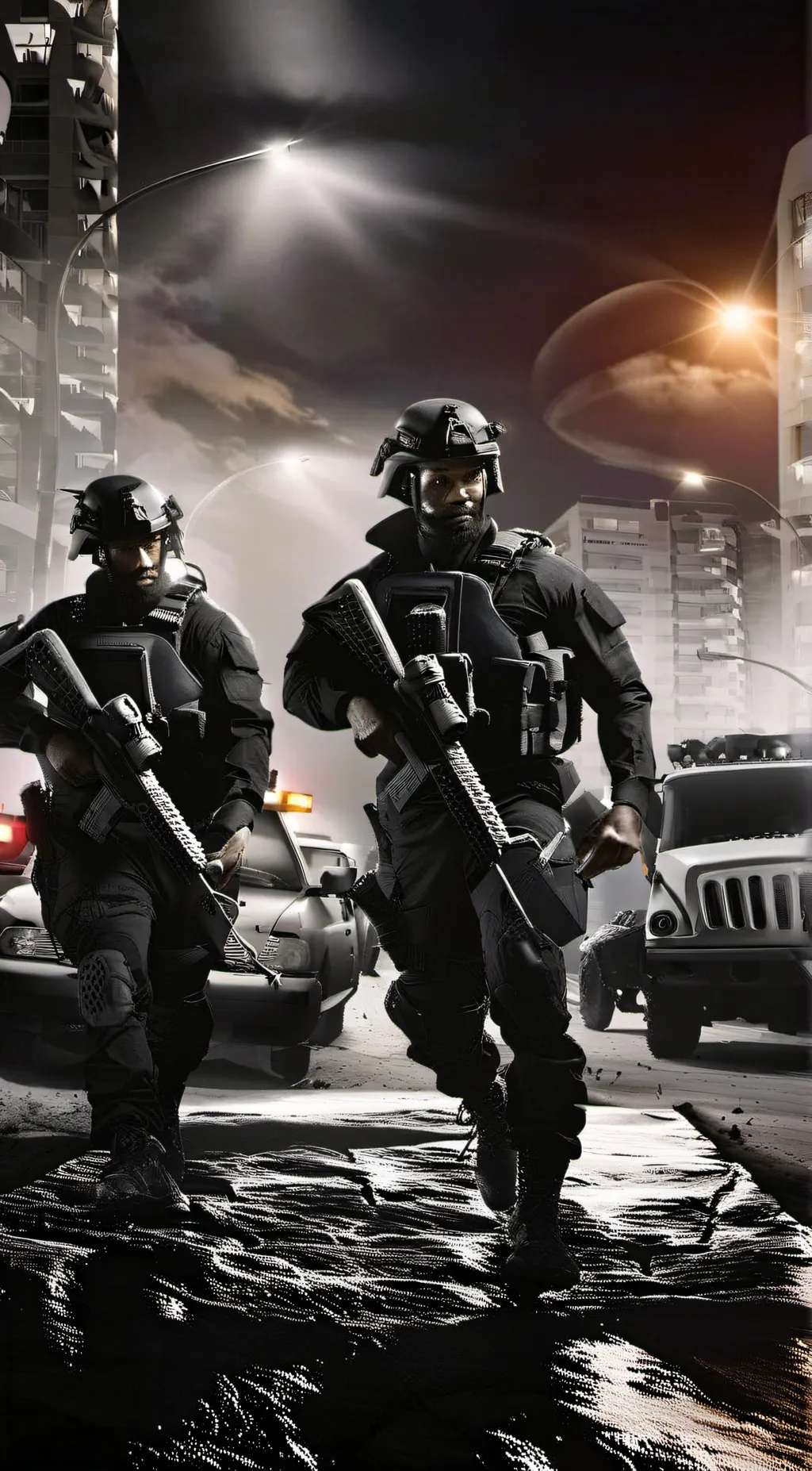 ai character: SWAT team M1 16  background