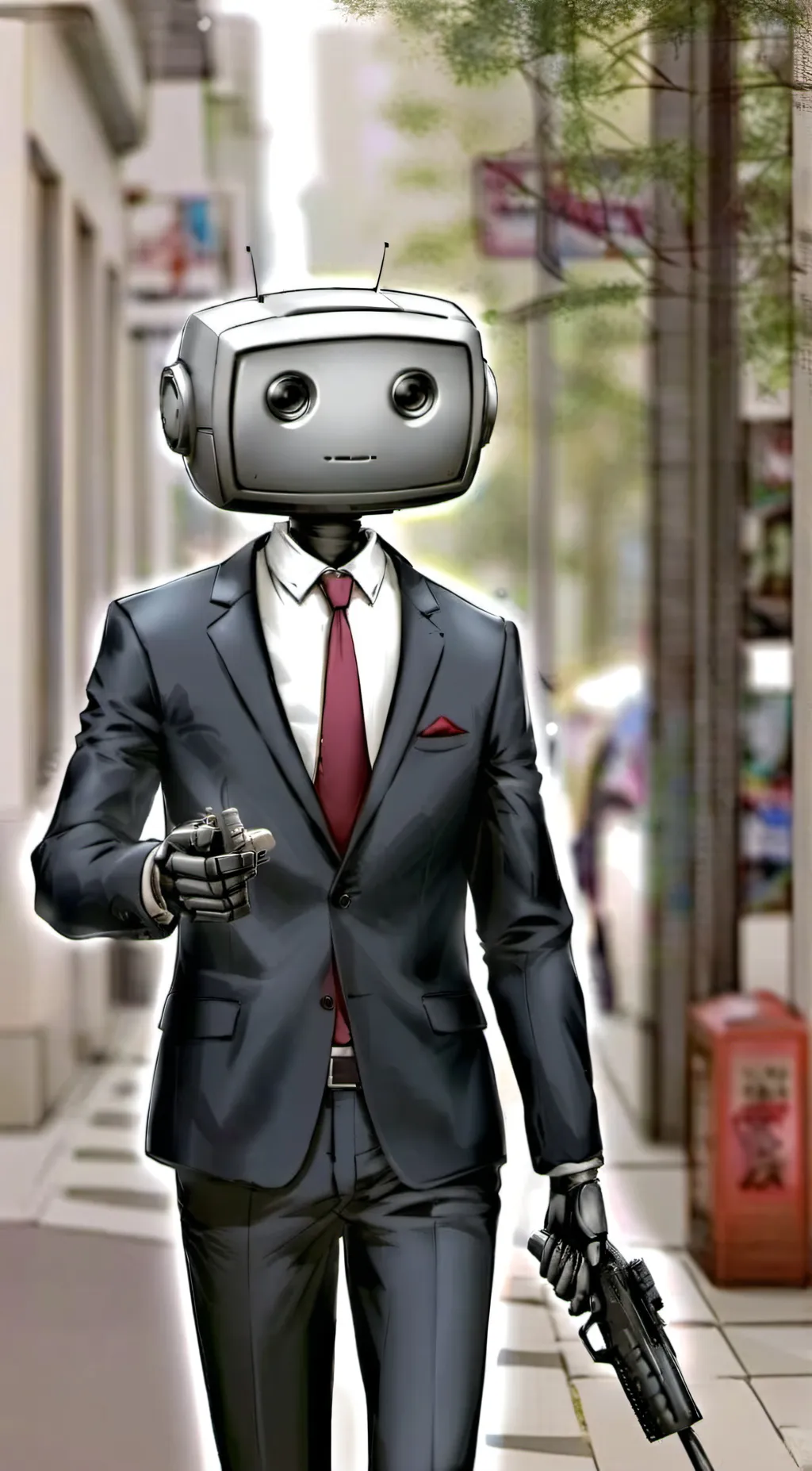 ai character: Tv man  background