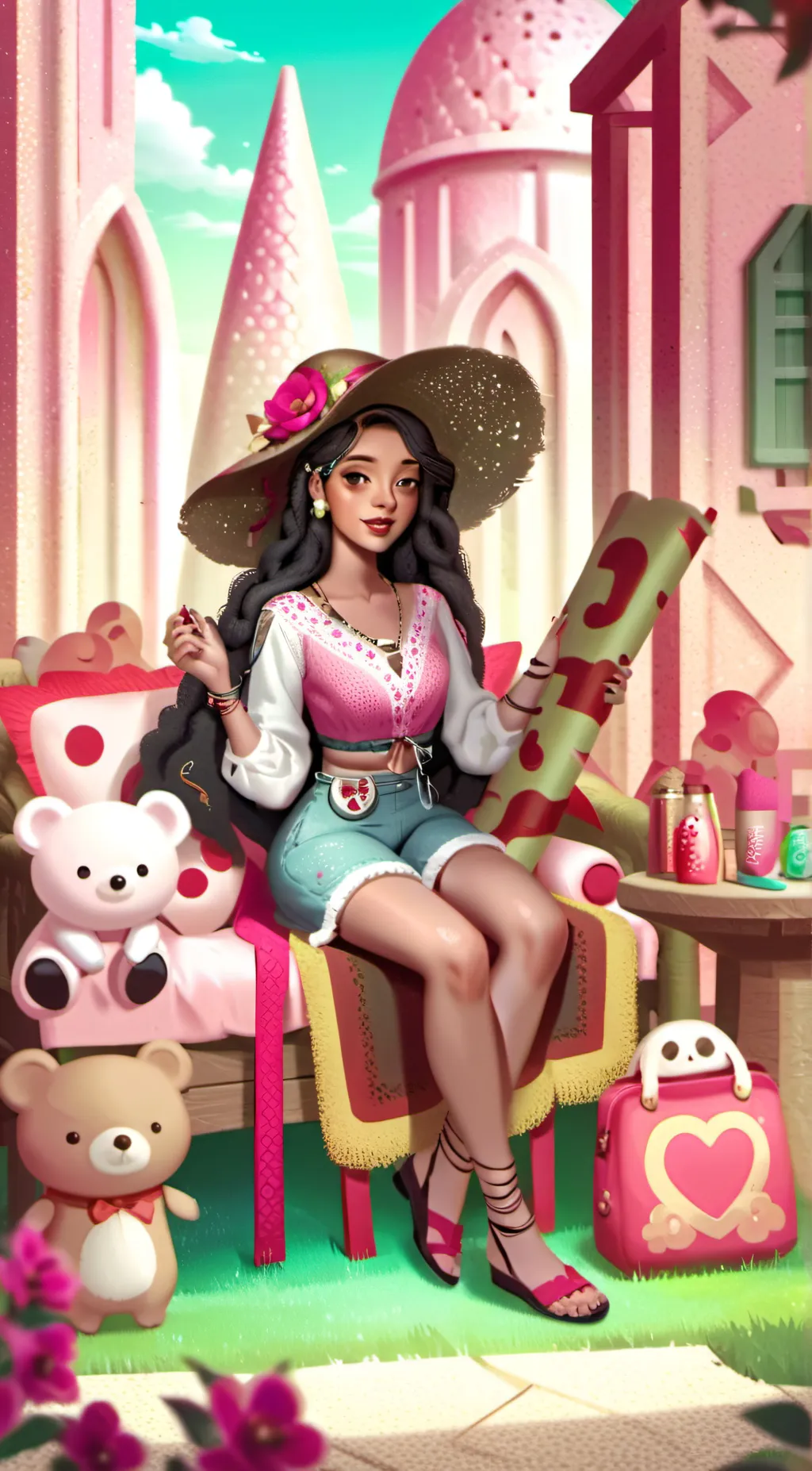 ai character: Barbie  background