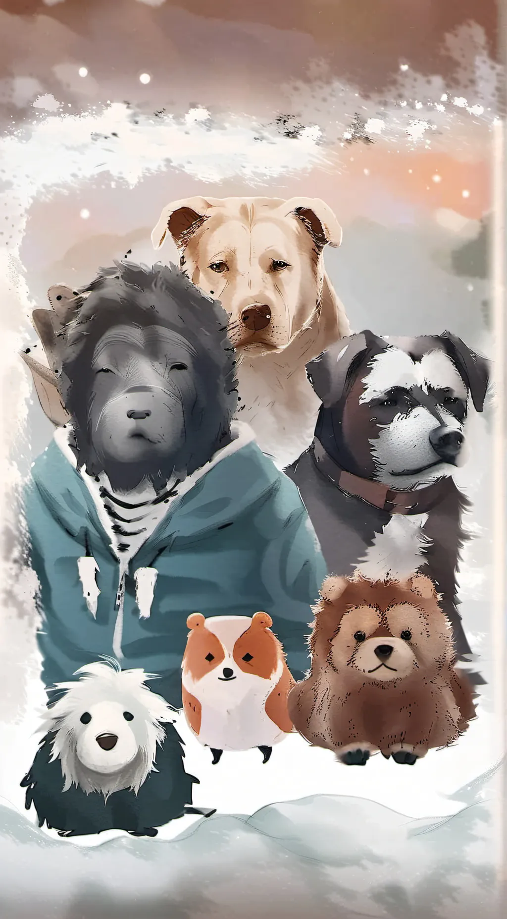 ai character: Smiling critters  background