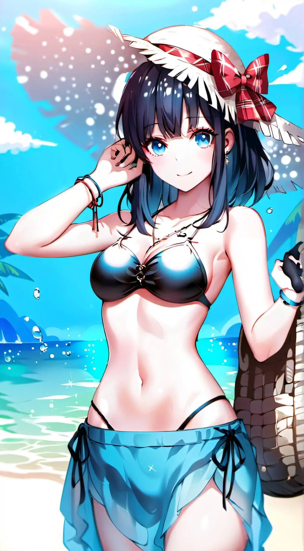 ai character: with Hina at beach background