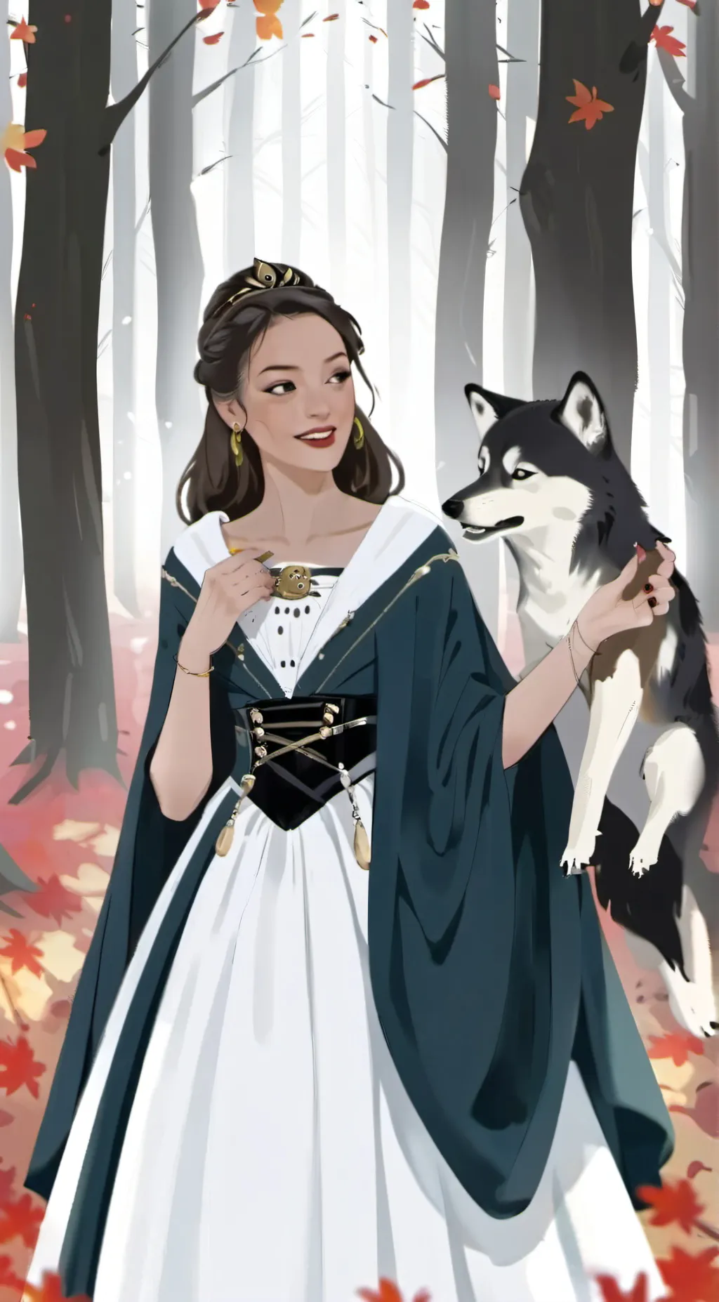 ai character: Snow and Crystal background