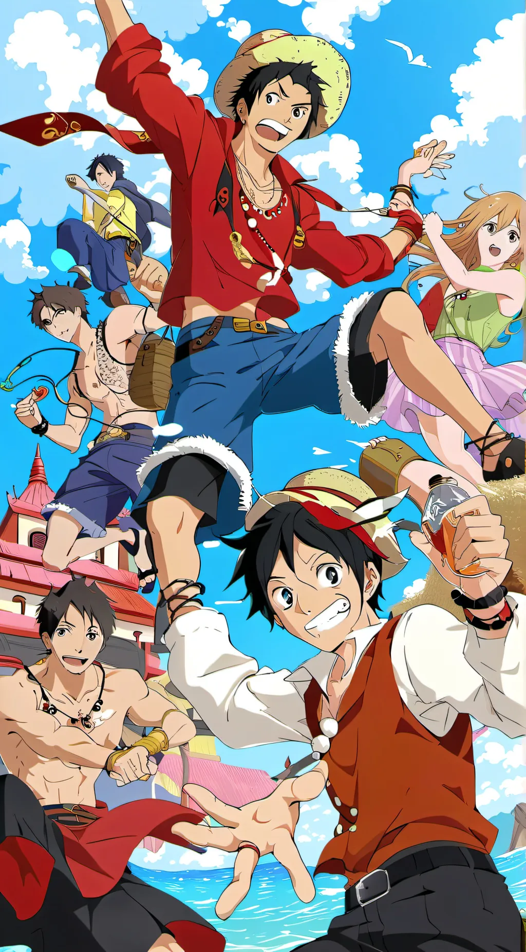ai character: Straw hats background